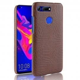 Carcasa Honor View 20 Cuero Estilo Croco Marron