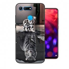 Funda Honor View 20 Gel Dibujo Gato Espejo