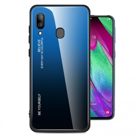 Funda Samsung Galaxy A20 Tpu Trasera Cristal Azul