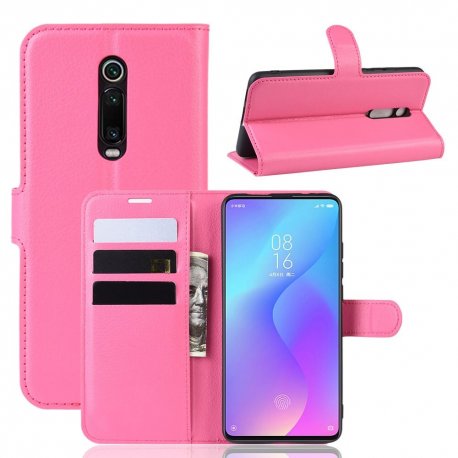Funda Libro Xiaomi Redmi K20 cuero Soporte Fucsia