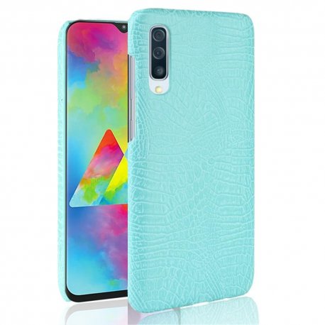 Carcasa Samsung Galaxy A70 Cuero Estilo Croco Turquesa