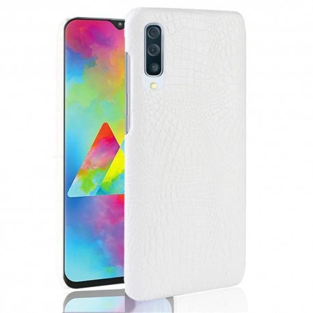 Carcasa Samsung Galaxy A70 Cuero Estilo Croco Blanco