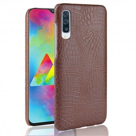 Carcasa Samsung Galaxy A70 Cuero Estilo Croco Marron