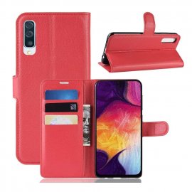 Funda Libro Samsung Galaxy A70 cuero Soporte Rojo