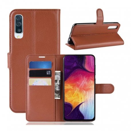 Funda Libro Samsung Galaxy A70 cuero Soporte Marron