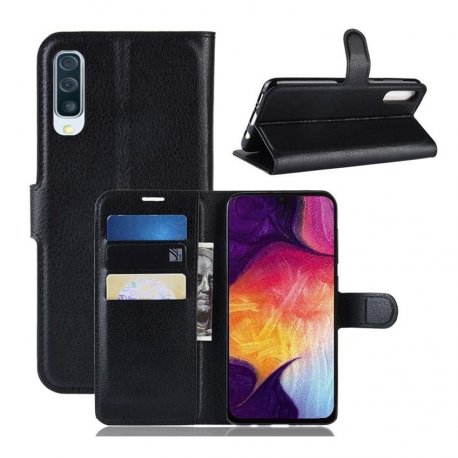 Funda Libro Samsung Galaxy A70 cuero Soporte Negro