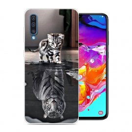 Funda Samsung Galaxy A70 Gel Dibujo Gato Espejo