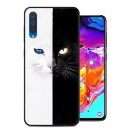 Funda Samsung Galaxy A70 Gel Dibujo Gato Blanco y Negro