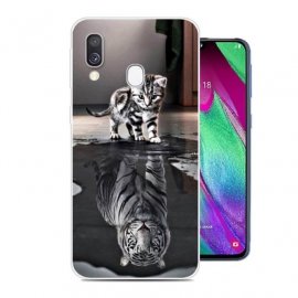 Funda Samsung Galaxy A20 Gel Dibujo Gato Espejo