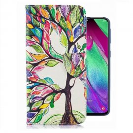 Funda Libro Samsung Galaxy A20e cuero Dibujo Arbol