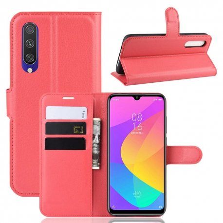 Funda Libro Xiaomi MI 9 Lite cuero Soporte Rojo