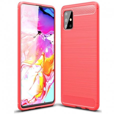 Funda Samsung Galaxy A51 Tpu Carbono 3D Roja