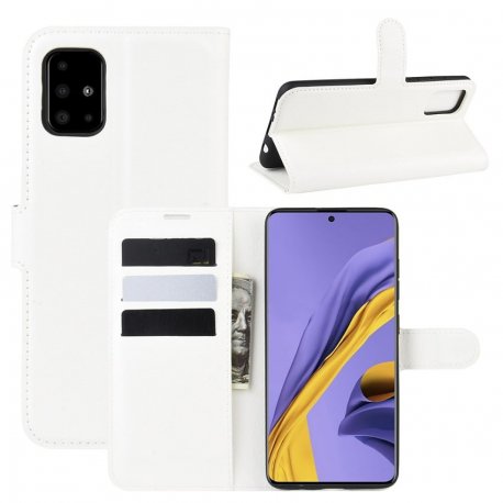 Funda Cuero Samsung Galaxy A51 Libro Soporte Blanca