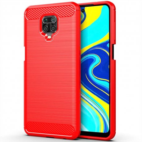 Funda Xiaomi Redmi Note 9 PRO TPU Carbono 3D roja