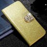 Funda Libro Xiaomi Redmi Note 9 Pro Bling Dorada Diamantes