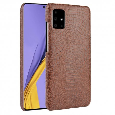 Carcasa Samsung Galaxy A51 Cuero Estilo Croco Marron