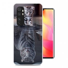 Funda silicona Xiaomi Mi Note 10 Lite Dibujo Gato Espejo