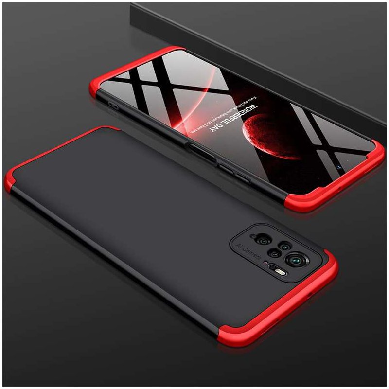 Funda Xiaomi Redmi Note 10 Bicolor NR 360 Negra y Roja. Super fashion.