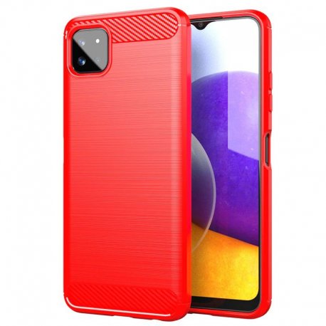 Funda Samsung Galaxy A22 5G Gel Hybrida Cepillada roja