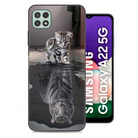 Carcasa flexible Samsung Galaxy A22 5G Felino Espejo