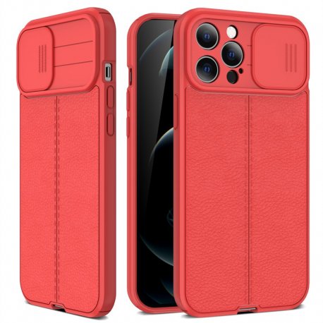 Funda iPhone 13 Pro o Pro Max Silicona cuero Roja