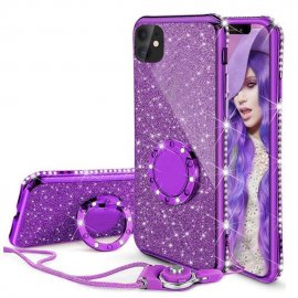 Funda Bling iPhone 13 Pro o Pro Max diamante Morada