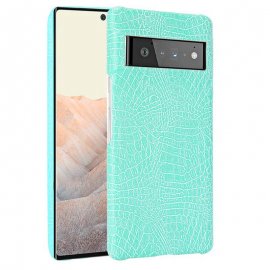 Carcasa Google Pixel 6 Pro Cuero Estilo Croco Turquesa