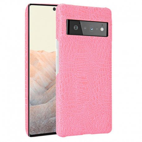 Carcasa Google Pixel 6 Pro Cuero Estilo Croco Rosa