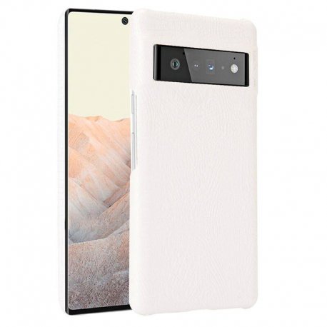 Carcasa Google Pixel 6 Pro Cuero Estilo Croco Blanca