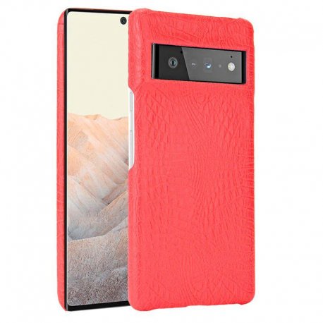 Carcasa Google Pixel 6 Pro Cuero Estilo Croco Roja