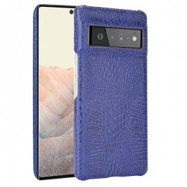 Carcasa Google Pixel 6 Pro Cuero Estilo Croco Azul