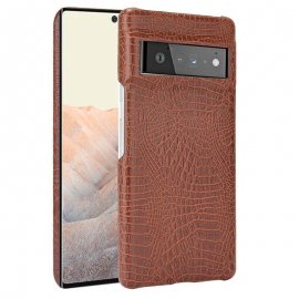 Carcasa Google Pixel 6 Pro Cuero Estilo Croco Maron