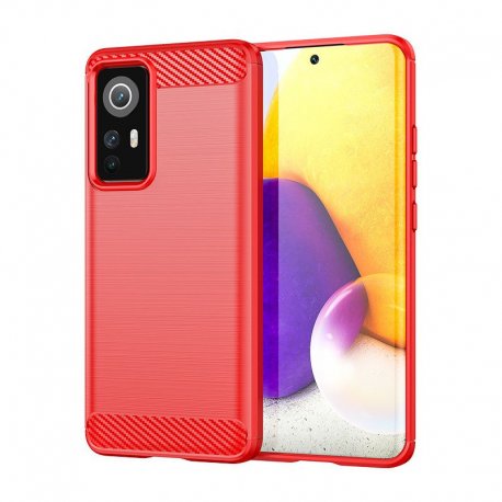 Funda Xiaomi 12 TPU Textura Carbono Roja
