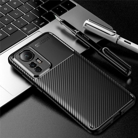 Funda Xiaomi 12T y Pro Silicona Carbono Negra