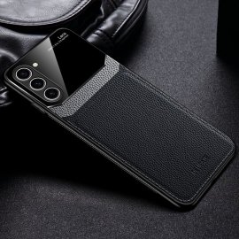 Funda Samsung Galaxy S23 5G o Plus Cuero y Cristal texturado Negro