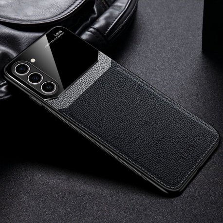 Funda Samsung Galaxy S23 5G o Plus Cuero y Cristal texturado Negro