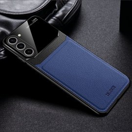 Funda Samsung Galaxy S23 5G o Plus Cuero y Cristal texturado Azul