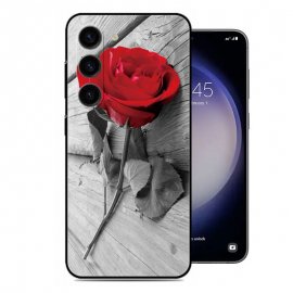 Funda Samsung Galaxy S23 o S23 Plus Gel Dibujo Flor rosa