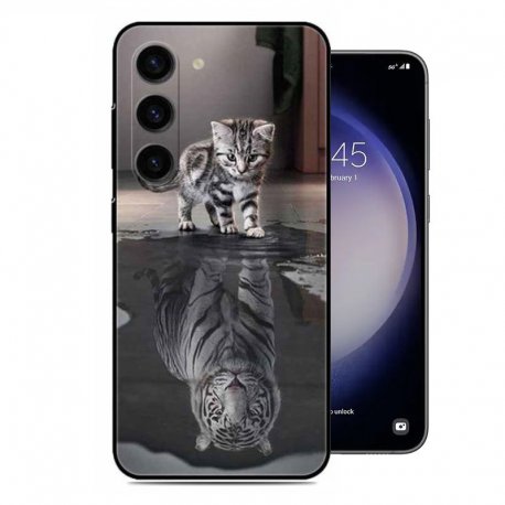 Funda Samsung Galaxy S23 o S23 Plus Gel Dibujo Gato espejo