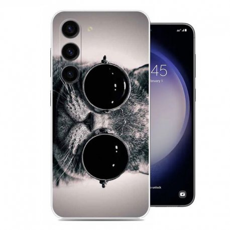 Funda Samsung Galaxy S23 o S23 Plus Gel Dibujo Gatito con gafas