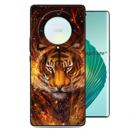 Funda Honor Magic5 Lite Gel Dibujo Felino en llamas