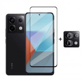 Protector pantalla Xiaomi Redmi Note 13 4G o 5G Cristal Templado y camera Negro