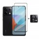 Protector pantalla Xiaomi Redmi Note 13 4G o 5G Cristal Templado y camera Negro