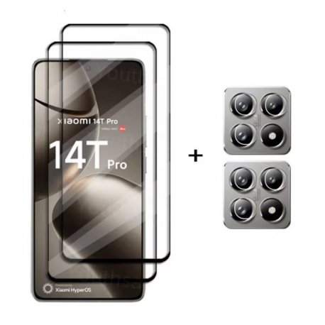 Pack 4 en 1 Cristal Templado Xiaomi 14T negro
