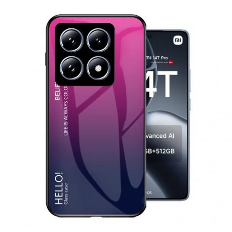 Carcasa Xiaomi 14T Trasera Cristal templado Fucsia