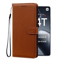 Funda cartera Xiaomi 14T Soporte Marron