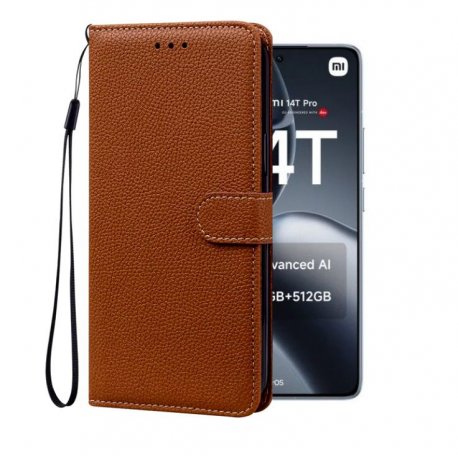 Funda cartera Xiaomi 14T Soporte Marron