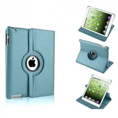 Funda Cuero Ipad Mini 1 2 3 Giratoria Azul