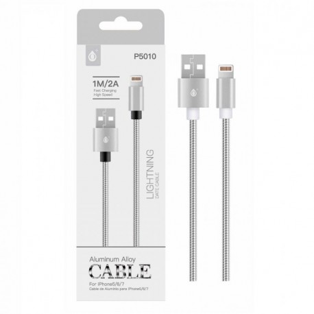 Cable Lightning para Iphone 2A 1 metro Plateado