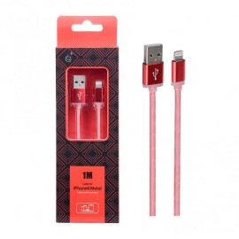 Cable Lightning metal Iphone 2A 1 metro Rojo